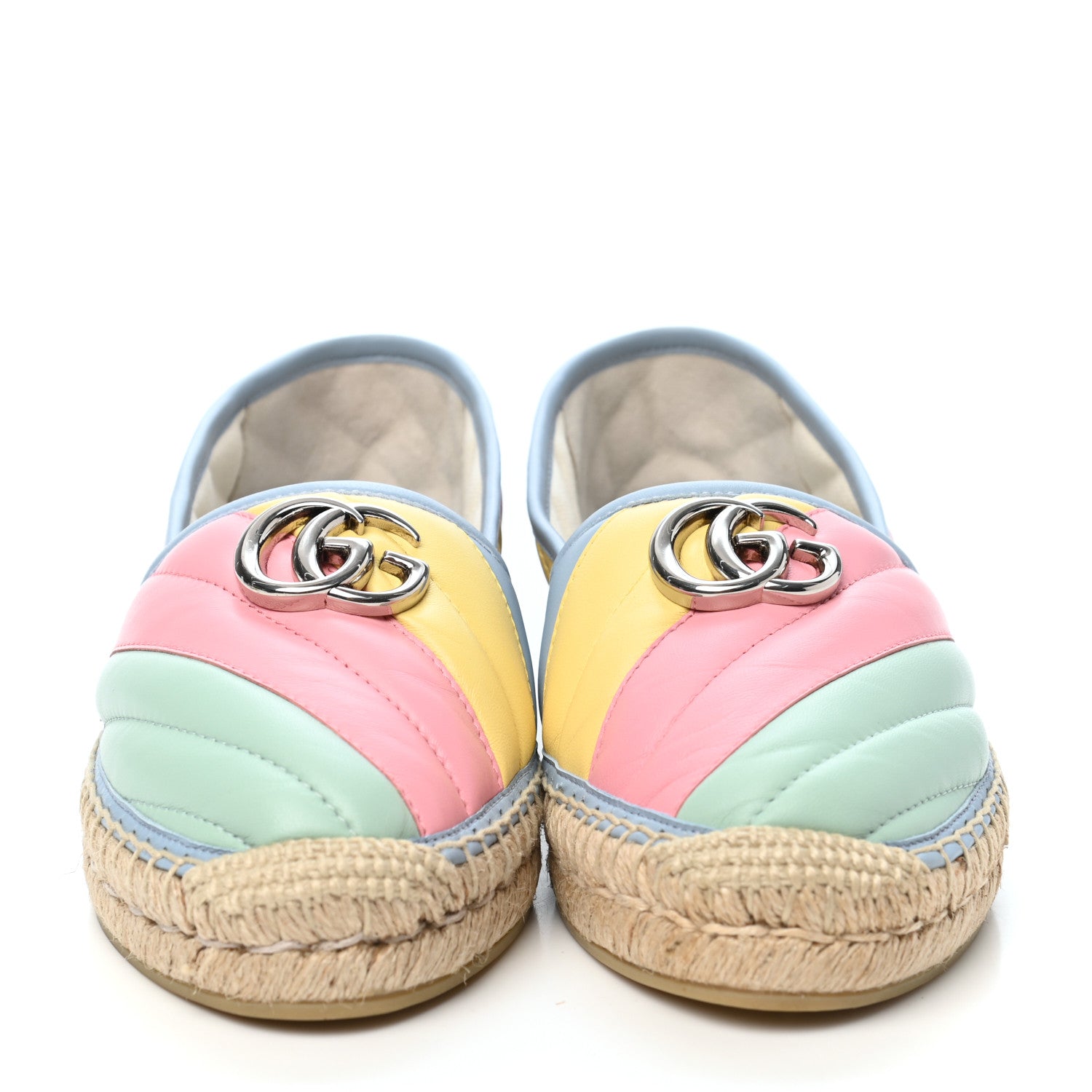 Gucci Nappa Matelasse Diagonal GG Marmont Espadrilles 38 Multicolor Pastel 2 of 8