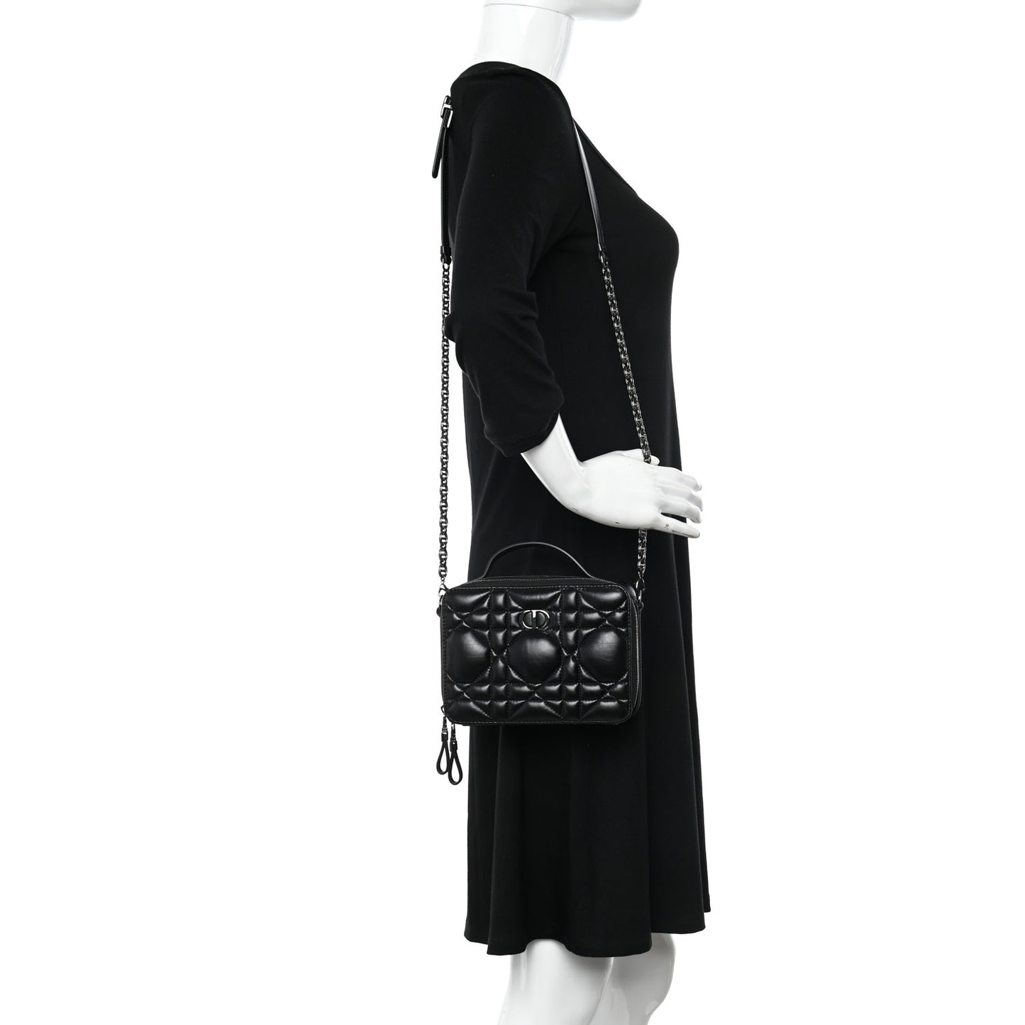 Calfskin Macrocannage Caro Box Bag Black