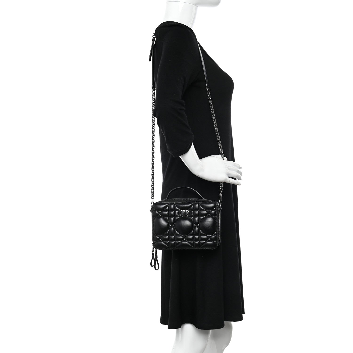 Christian Dior Calfskin Macrocannage Caro Box Bag Black 2 of 9
