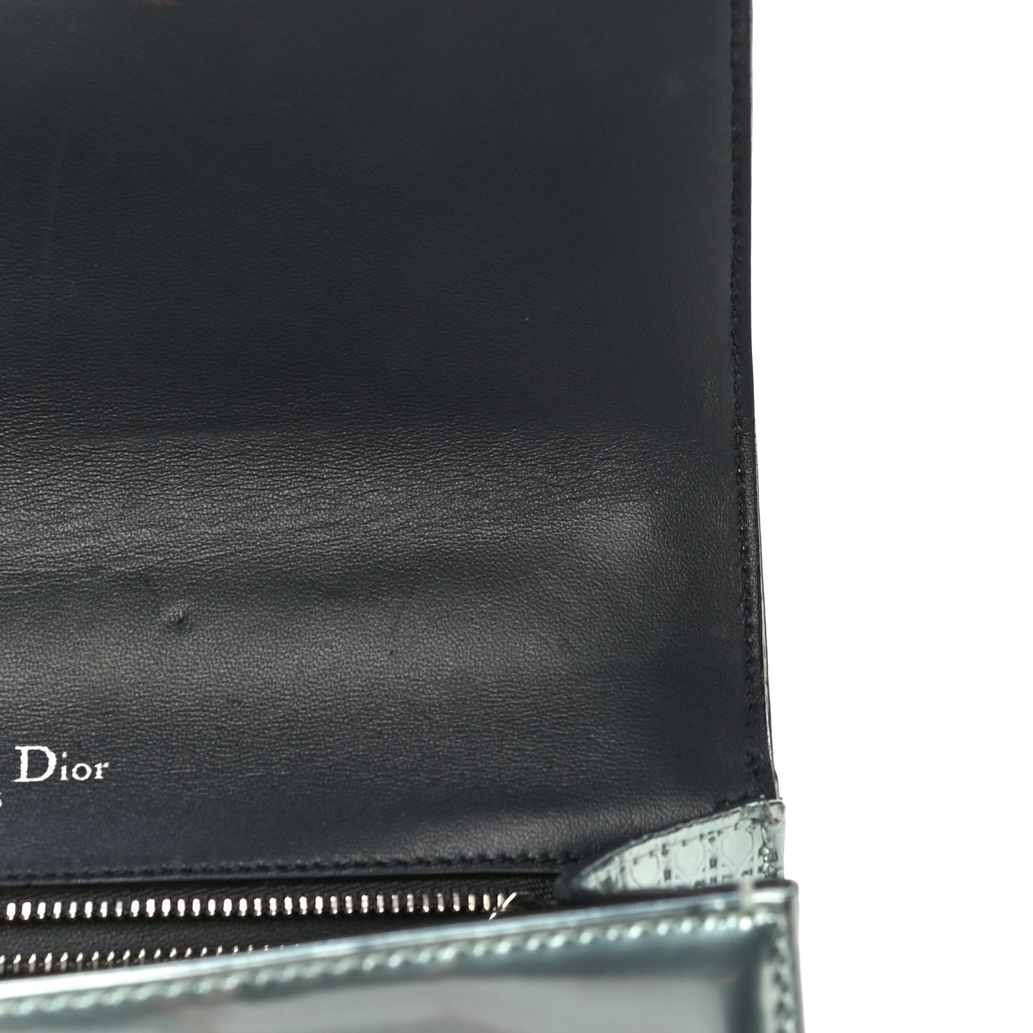 Metallic Patent Micro-Cannage Small Diorama Flap Bag Azur