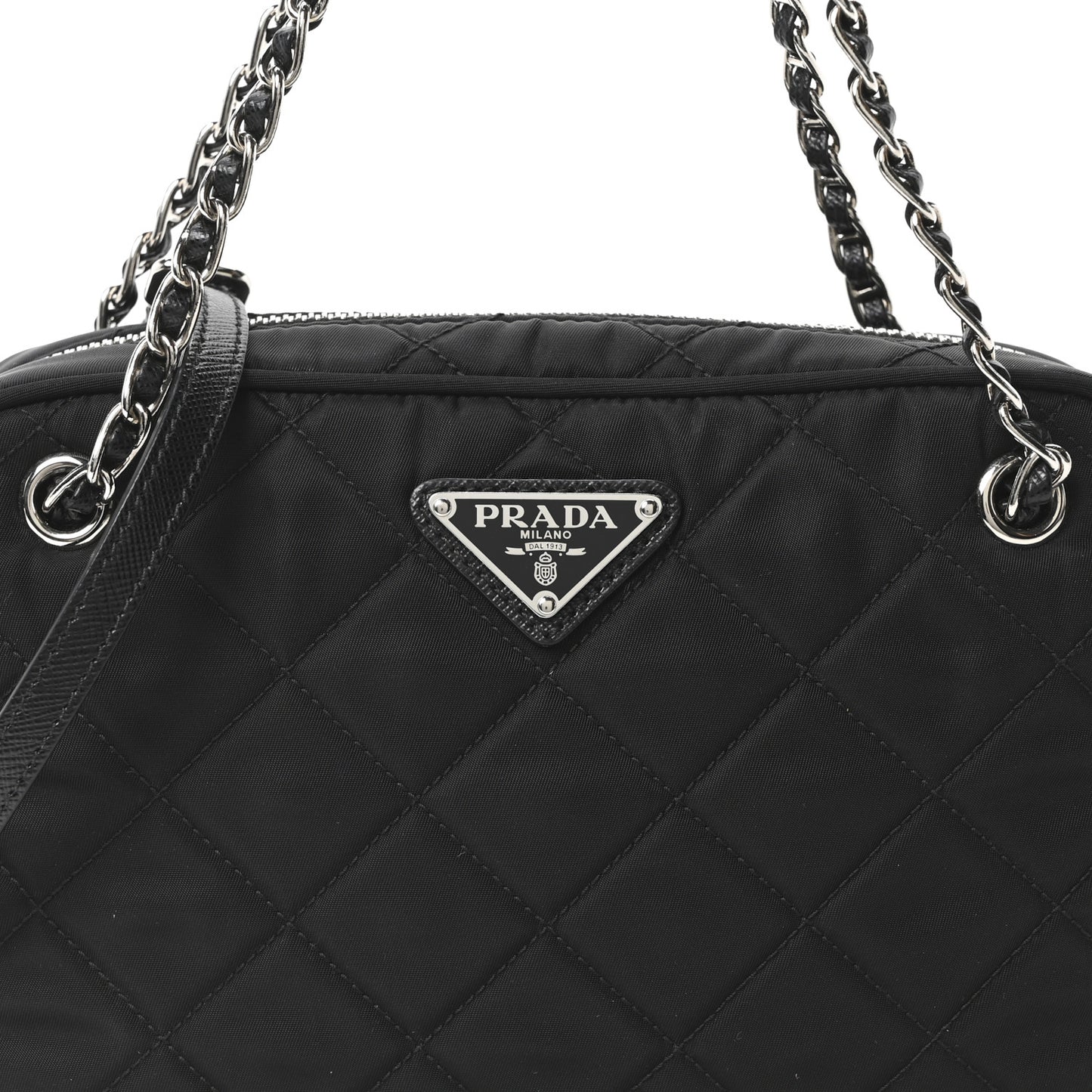 Nylon Tessuto Impuntu Quilted Bandoliera Crossbody Bag Black