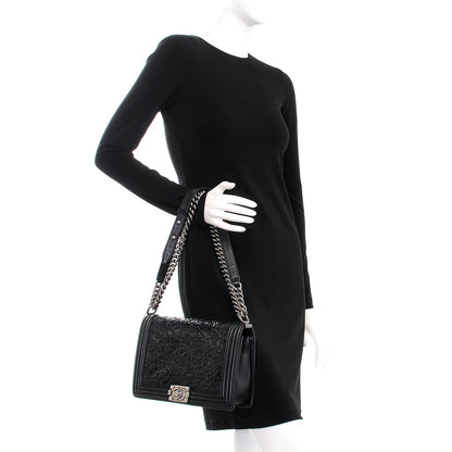Chanel Calfskin Embossed New Medium Cordoba Boy Flap Black 3 of 13