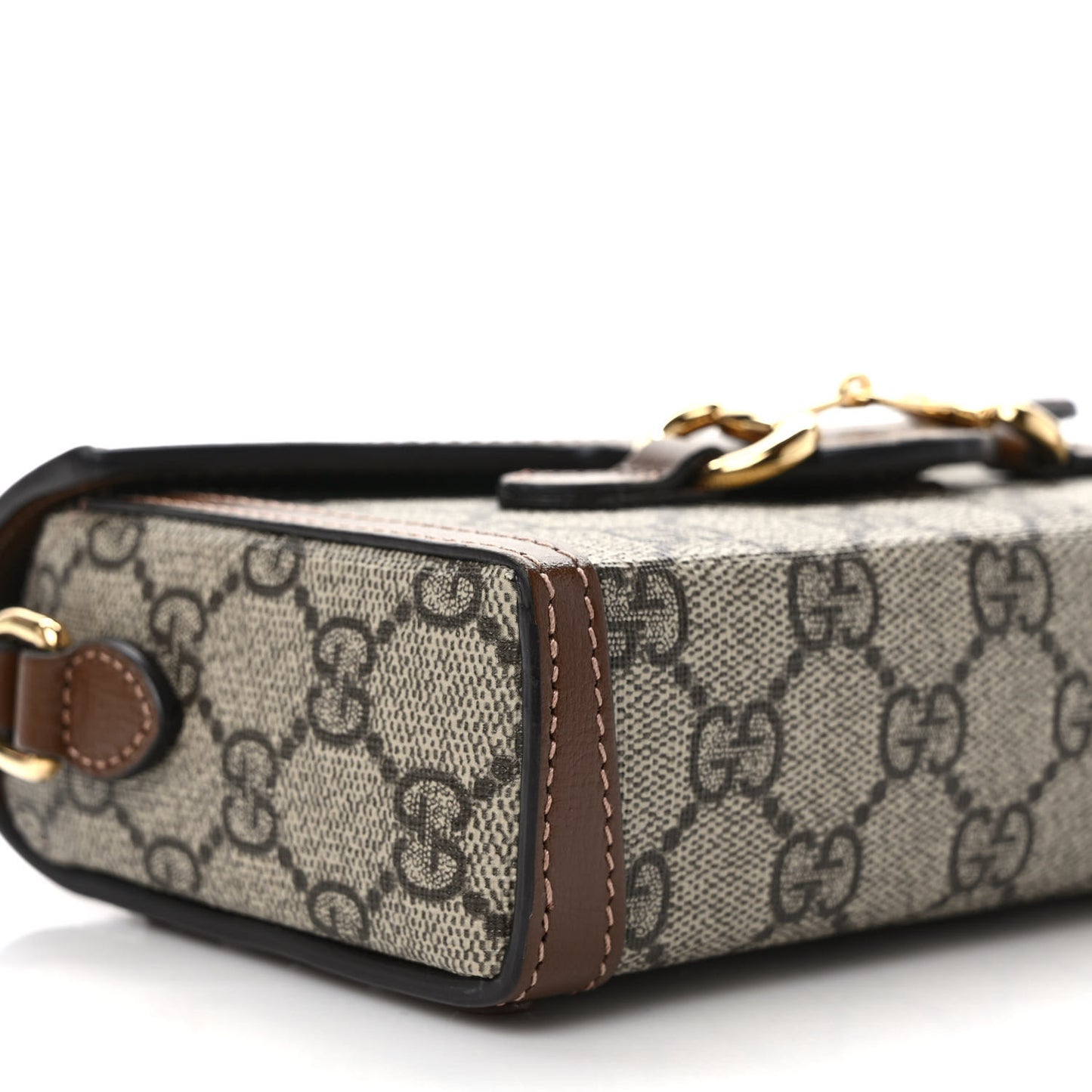 GG Supreme Monogram Mini Horsebit 1955 Shoulder Bag Beige Brown Sugar
