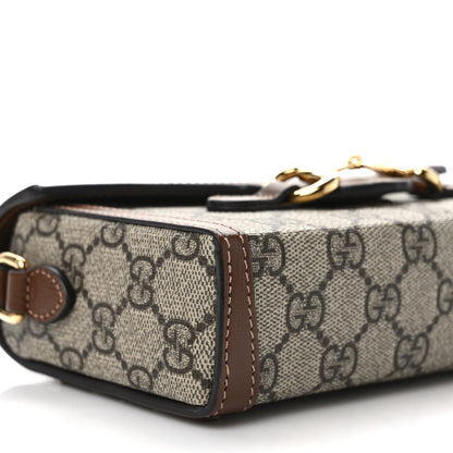 Gucci GG Supreme Monogram Mini Horsebit 1955 Shoulder Bag Beige Brown Sugar 8 of 10