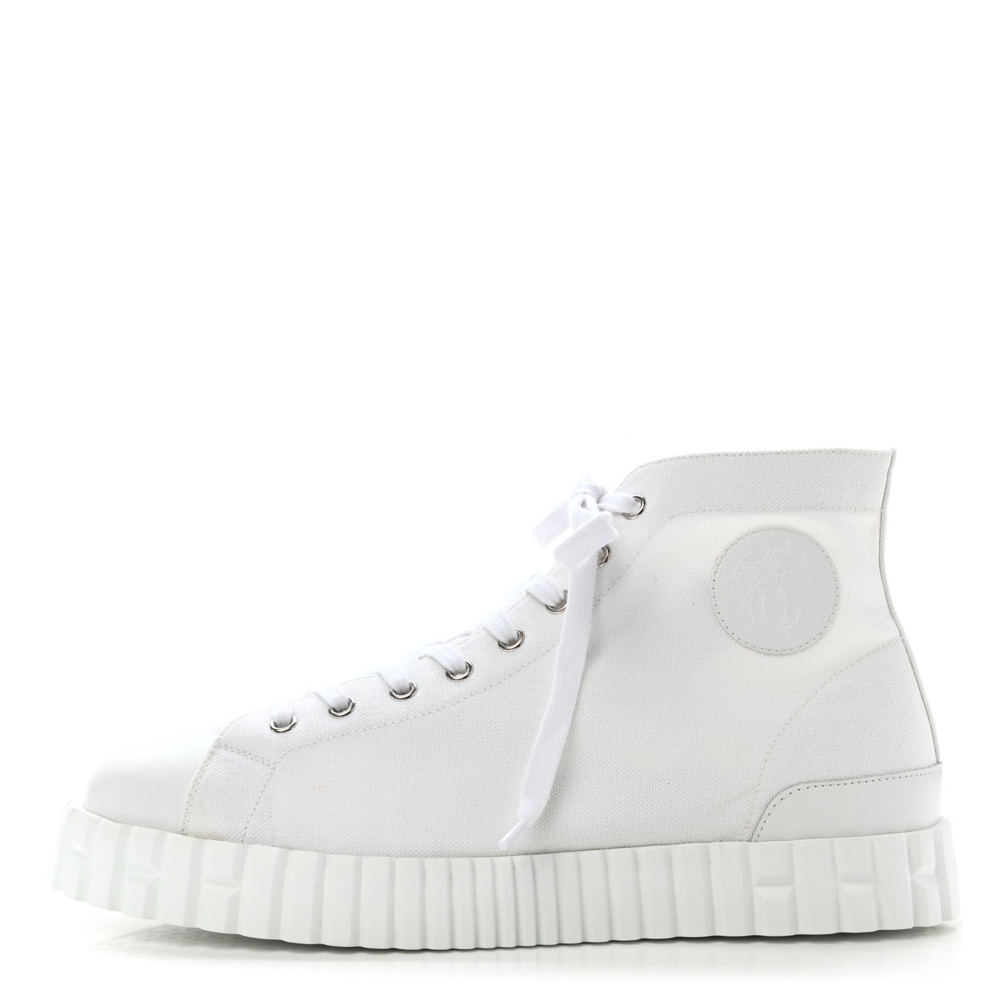 Canvas Calfskin Mens Climb Sneakers 42.5 White