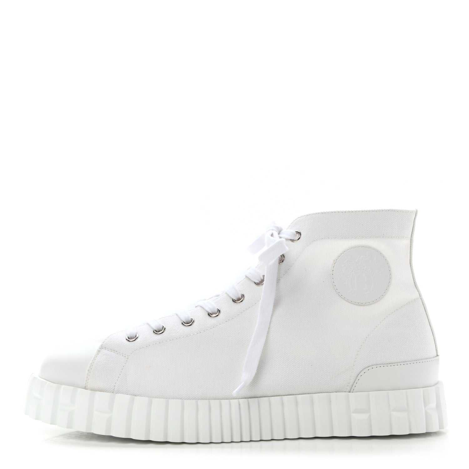 Hermes Canvas Calfskin Mens Climb Sneakers 42.5 White 1 of 9