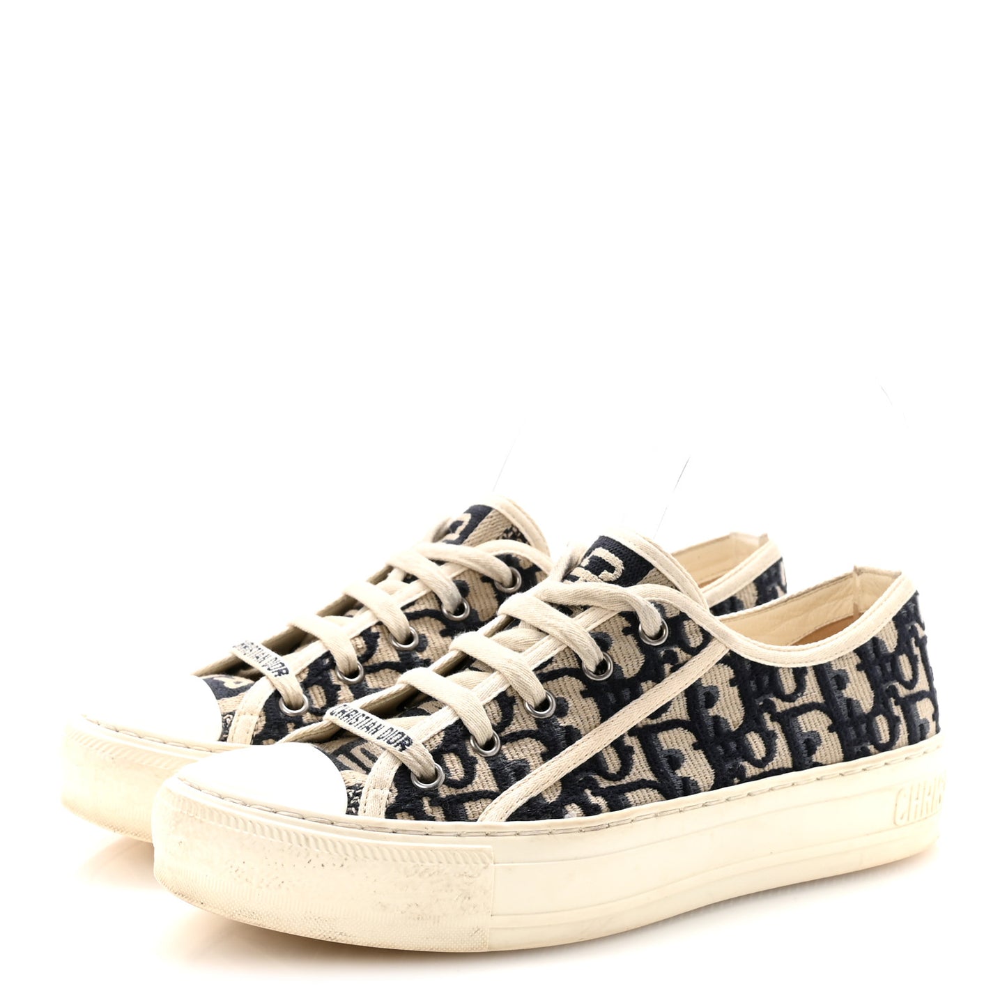 Canvas Oblique Walk'N'Dior Low Top Sneakers 36.5 Deep Blue