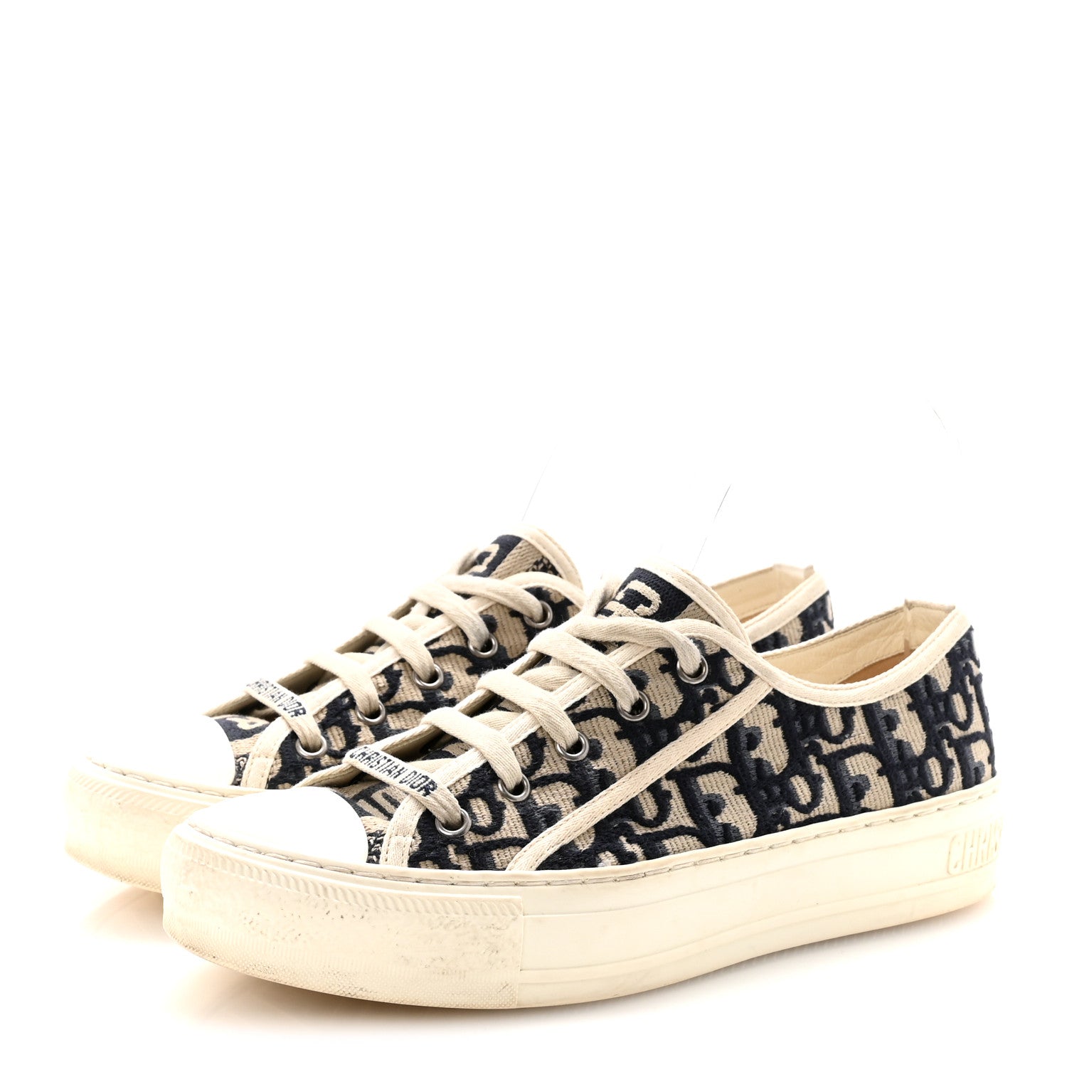 Christian Dior Canvas Oblique Walk'N'Dior Low Top Sneakers 36.5 Deep Blue 4 of 10