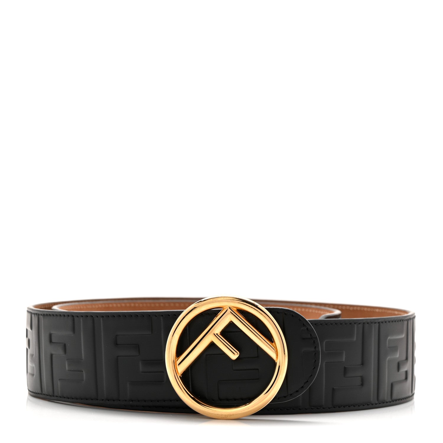 Fendi Calfskin F is Fendi FF 1974 Embossed Belt 85 34 Black 1 of 5