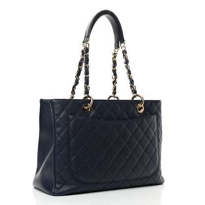 Chanel Caviar Quilted Grand Shopping Tote GST Dark Navy Blue 3 of 10