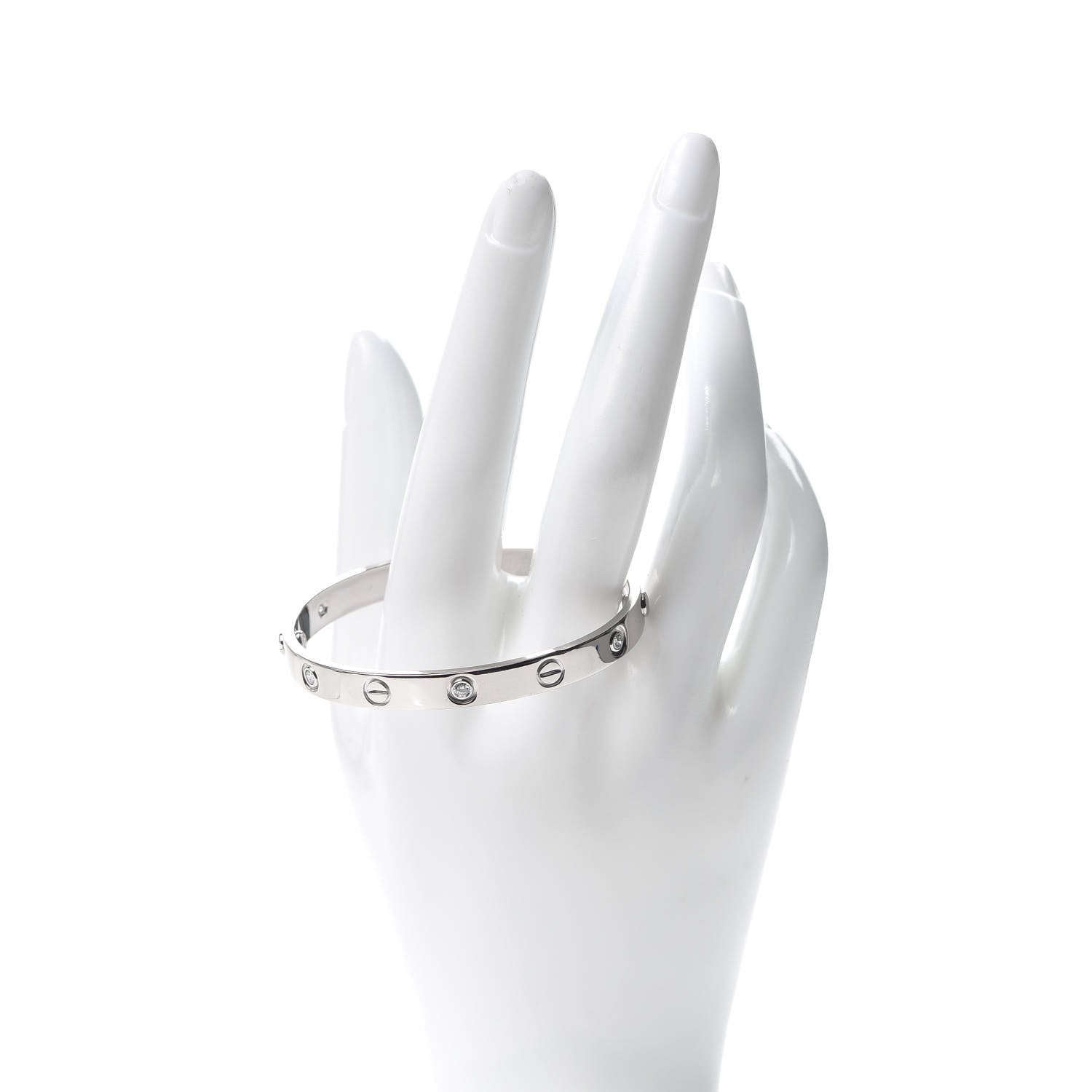 Cartier 18K White Gold 6 Diamond LOVE Bracelet 16 2 of 6