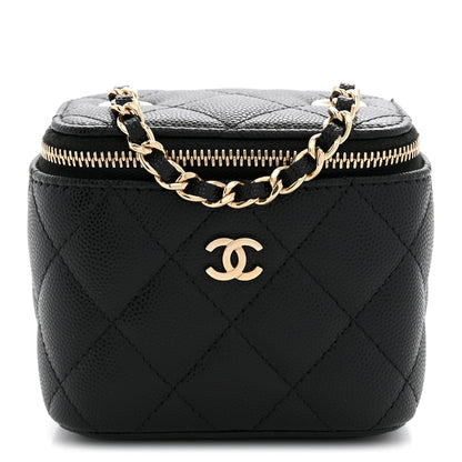 Chanel Caviar Quilted Mini Vanity Case With Chain Black 1 of 11