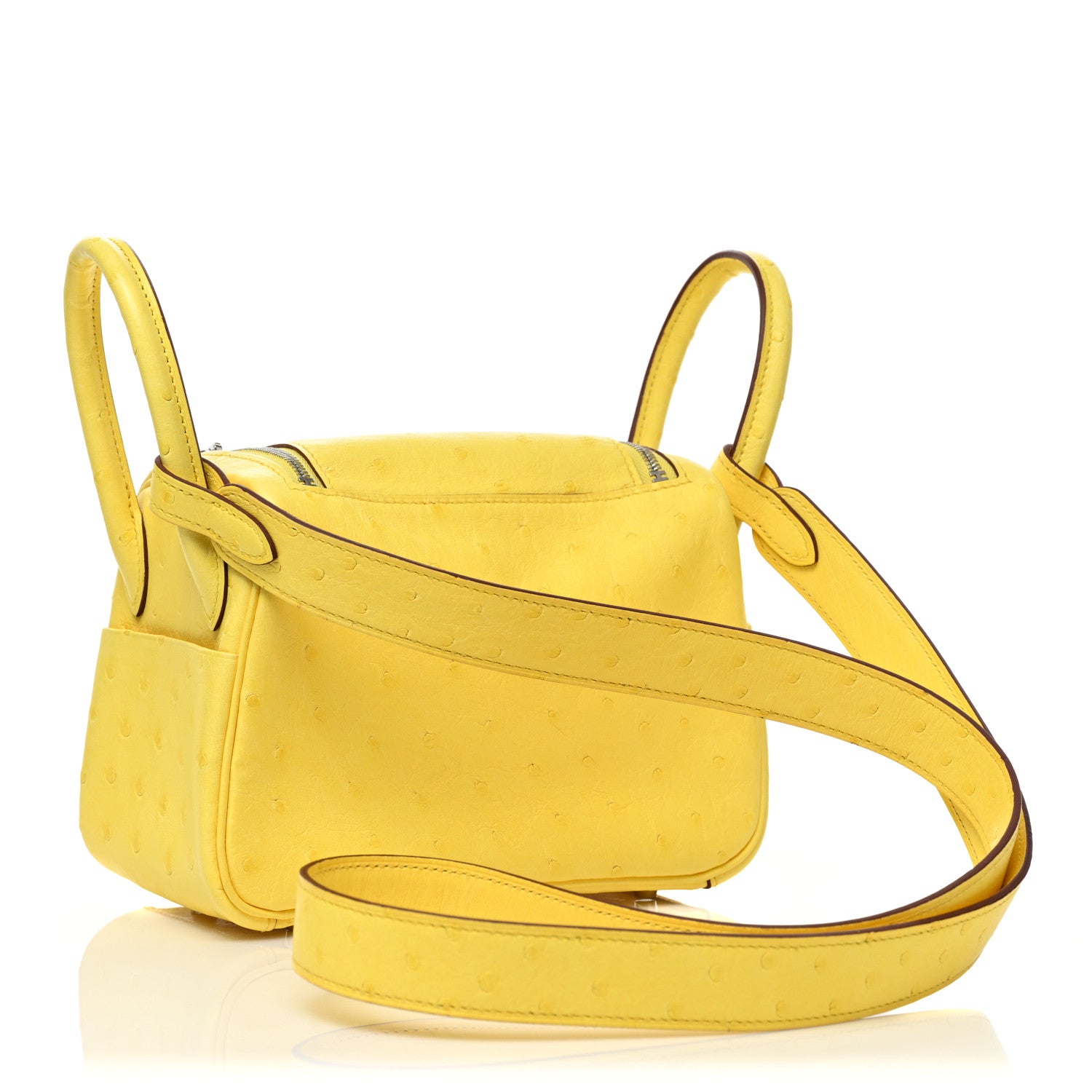 Hermes Ostrich Mini Lindy 20 Jaune Citron 3 of 7