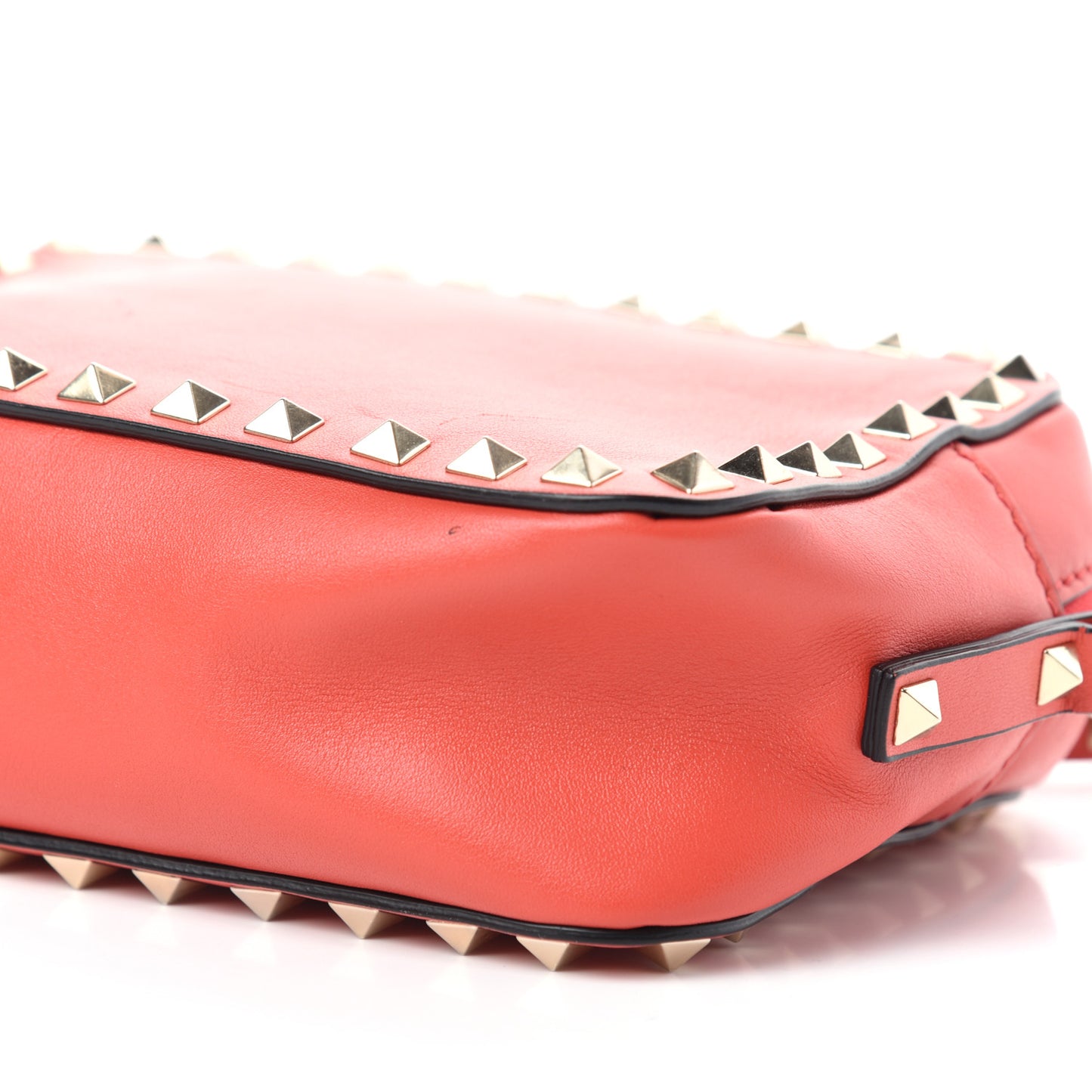 Calfskin Rockstud Camera Crossbody Bag Deep Orange