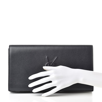 Saint Laurent Calfskin Monogram Large Belle De Jour Clutch Navy 2 of 7