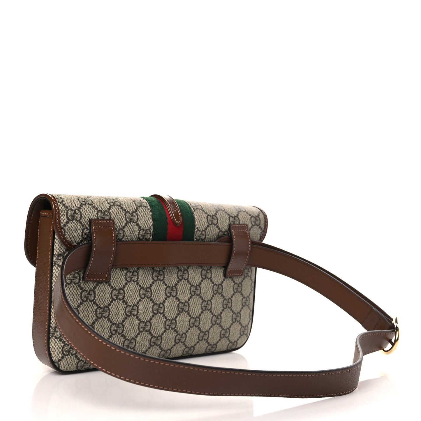 GG Supreme Monogram Azalea Calfskin Web Jackie 1961 Belt Bag 100 40 Beige Ebony Brown Sugar