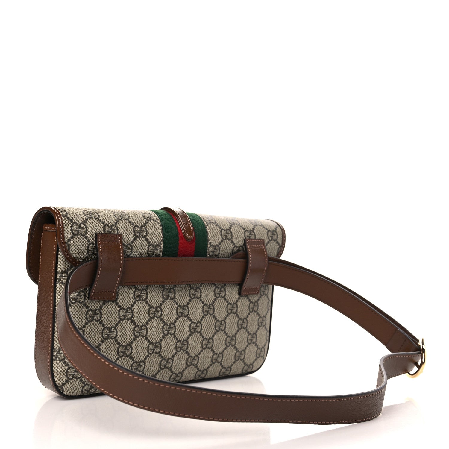 Gucci GG Supreme Monogram Azalea Calfskin Web Jackie 1961 Belt Bag 100 40 Beige Ebony Brown Sugar 3 of 9