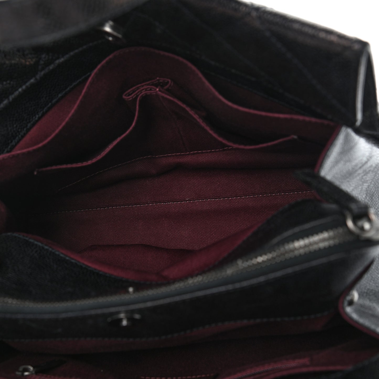 Crumpled Grained Calfskin Quilted CC Crave Tote Black