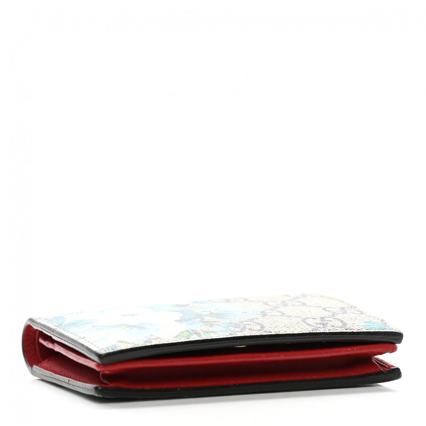 GG Supreme Monogram Blooms Card Case Beige Blue Navy Hibiscus Red