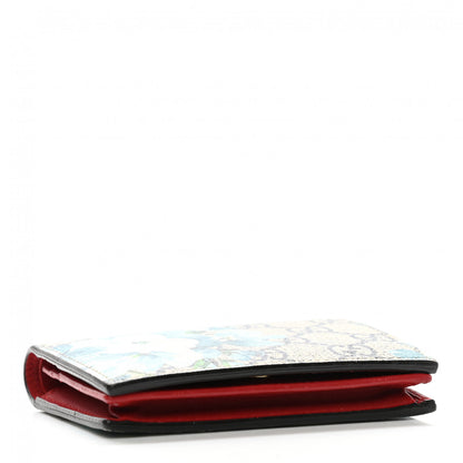 Gucci GG Supreme Monogram Blooms Card Case Beige Blue Navy Hibiscus Red 4 of 7