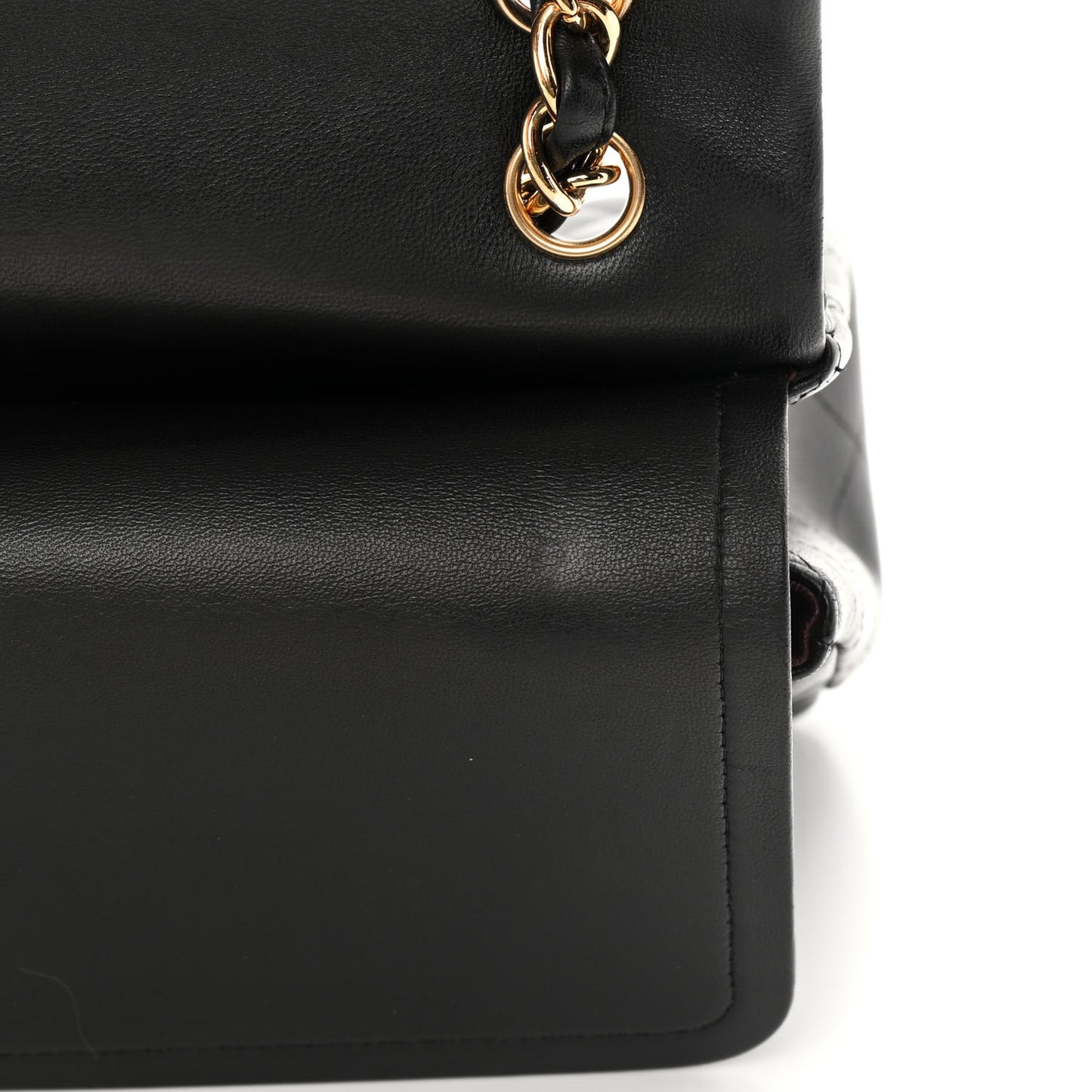 Lambskin Quilted Jumbo Double Flap Black