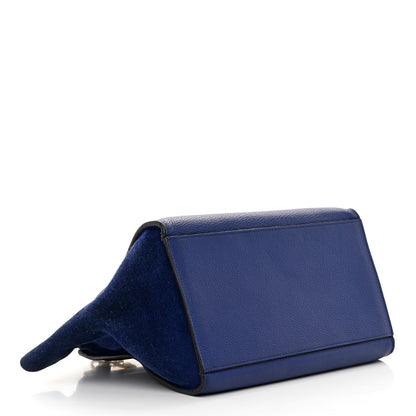 Celine Drummed Calfskin Suede Medium Trapeze Indigo 4 of 19