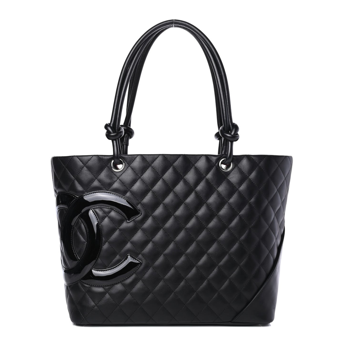Calfskin Quilted Large Cambon Tote Black