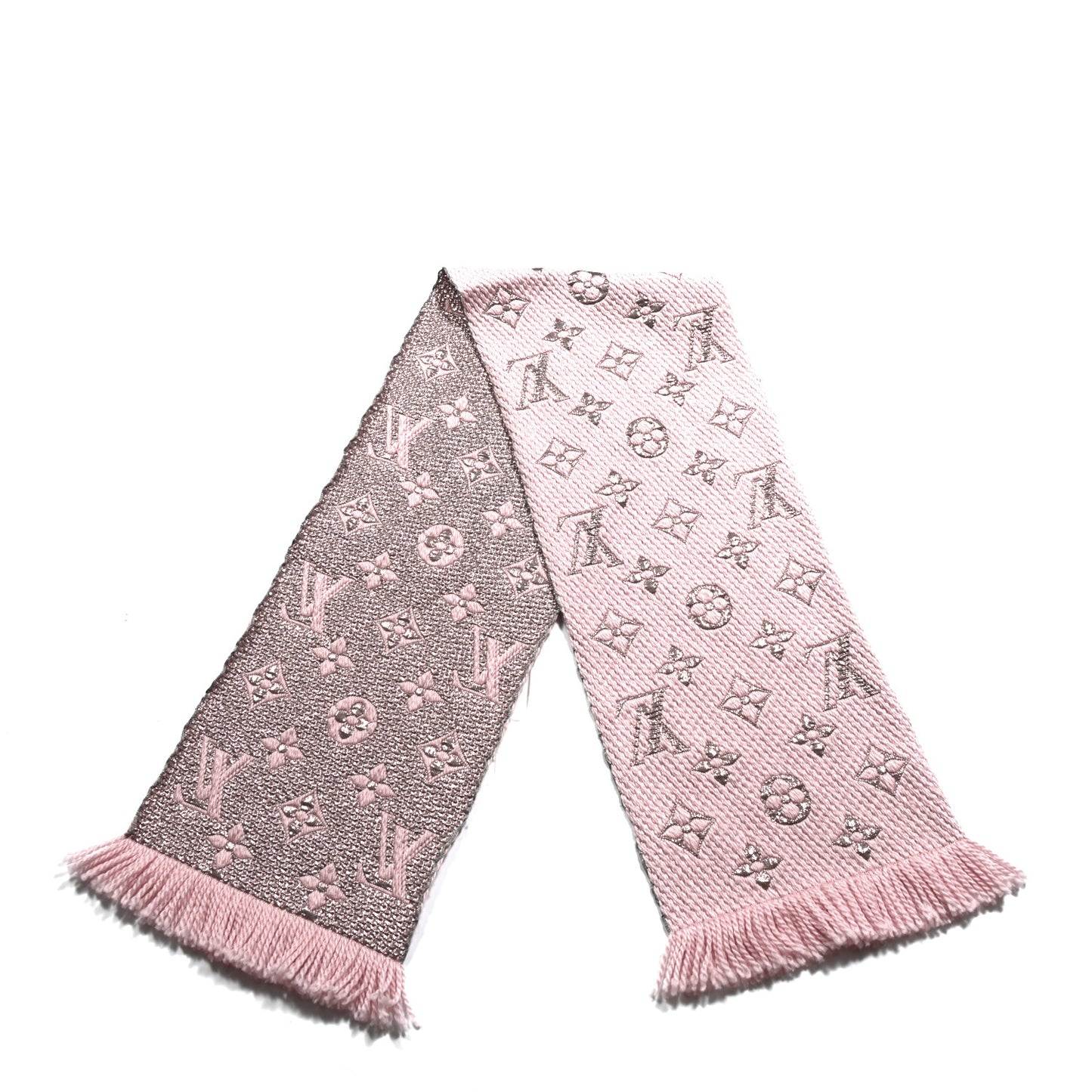 Wool Silk Logomania Shine Scarf Pink