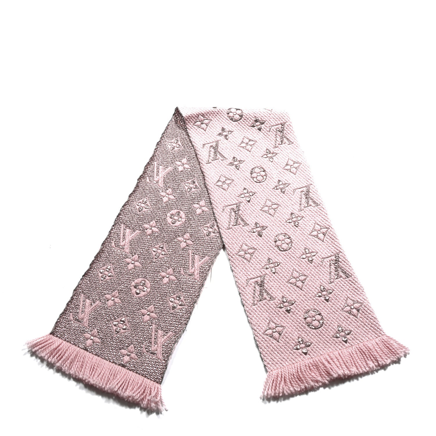 Louis Vuitton Wool Silk Logomania Shine Scarf Pink 2 of 3