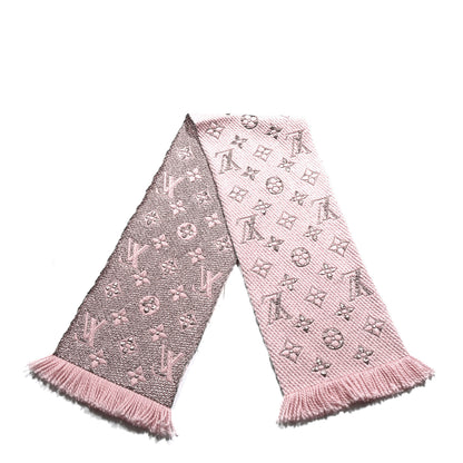 Louis Vuitton Wool Silk Logomania Shine Scarf Pink 2 of 3