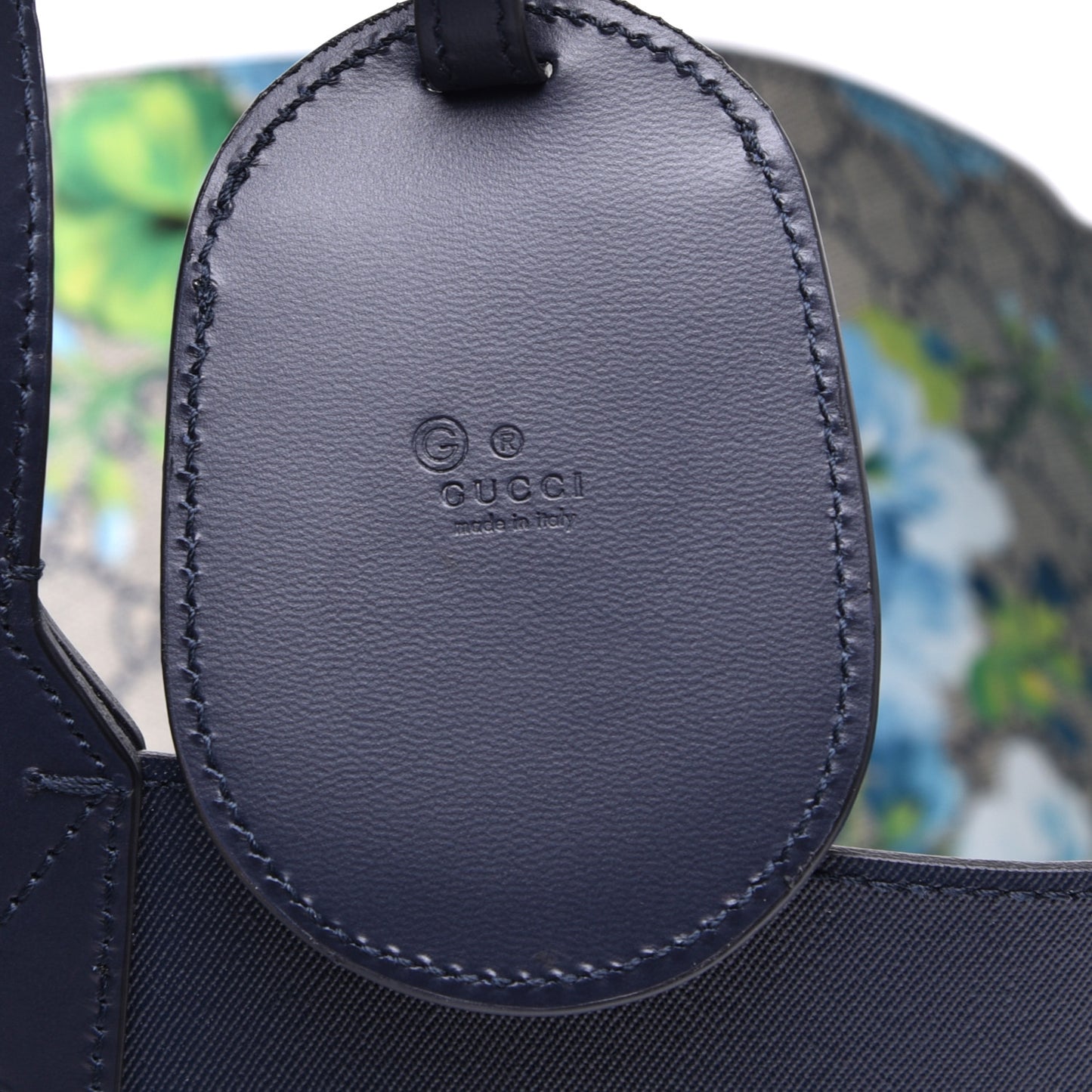 GG Supreme Monogram Blooms Medium Reversible Tote Beige Blue Navy