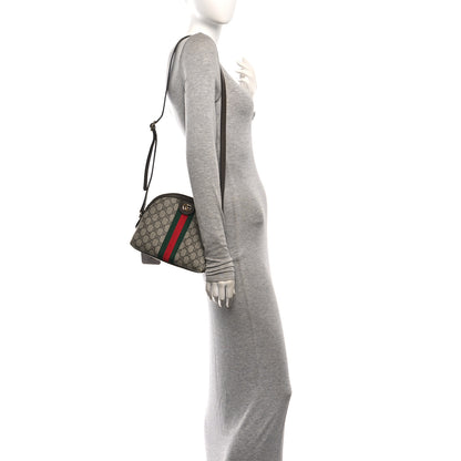 Gucci GG Supreme Monogram Textured Dollar Calfskin Web Small Ophidia Dome Shoulder Bag Beige Ebony New Acero 2 of 10