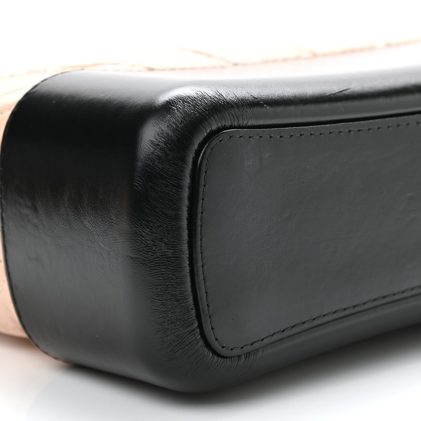 Aged Calfskin Quilted Medium Gabrielle Hobo Beige Black