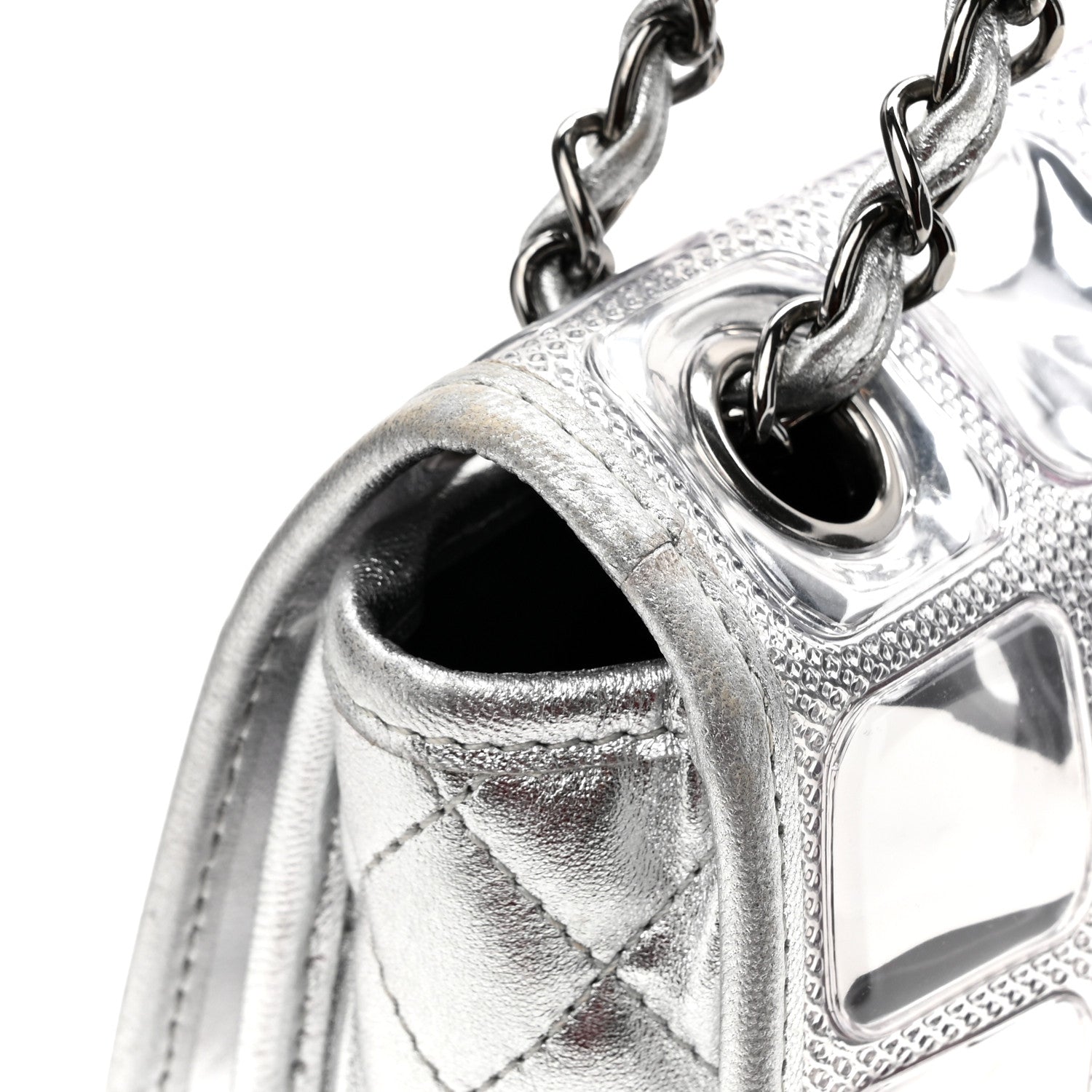 Chanel Vinyl Large Ice Cube Flap Silver 14 of 19