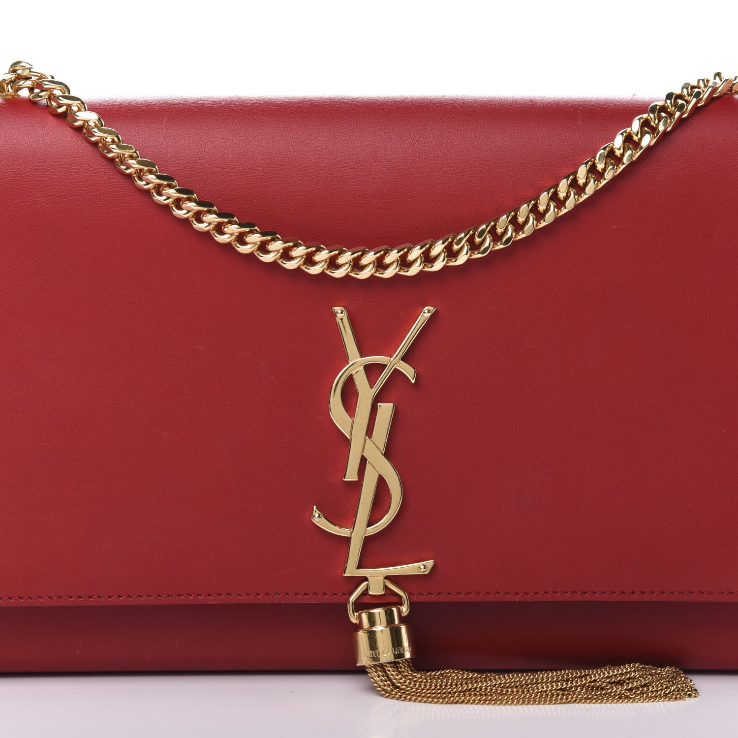 Saint Laurent Smooth Calfskin Medium Classic Monogram Kate Tassel Satchel Lipstick Red 11 of 11