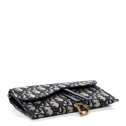 Christian Dior Oblique Saddle Chain Long Wallet Blue 5 of 13
