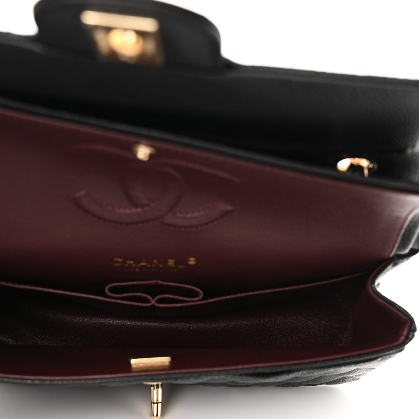 Caviar Quilted Medium Double Flap Black