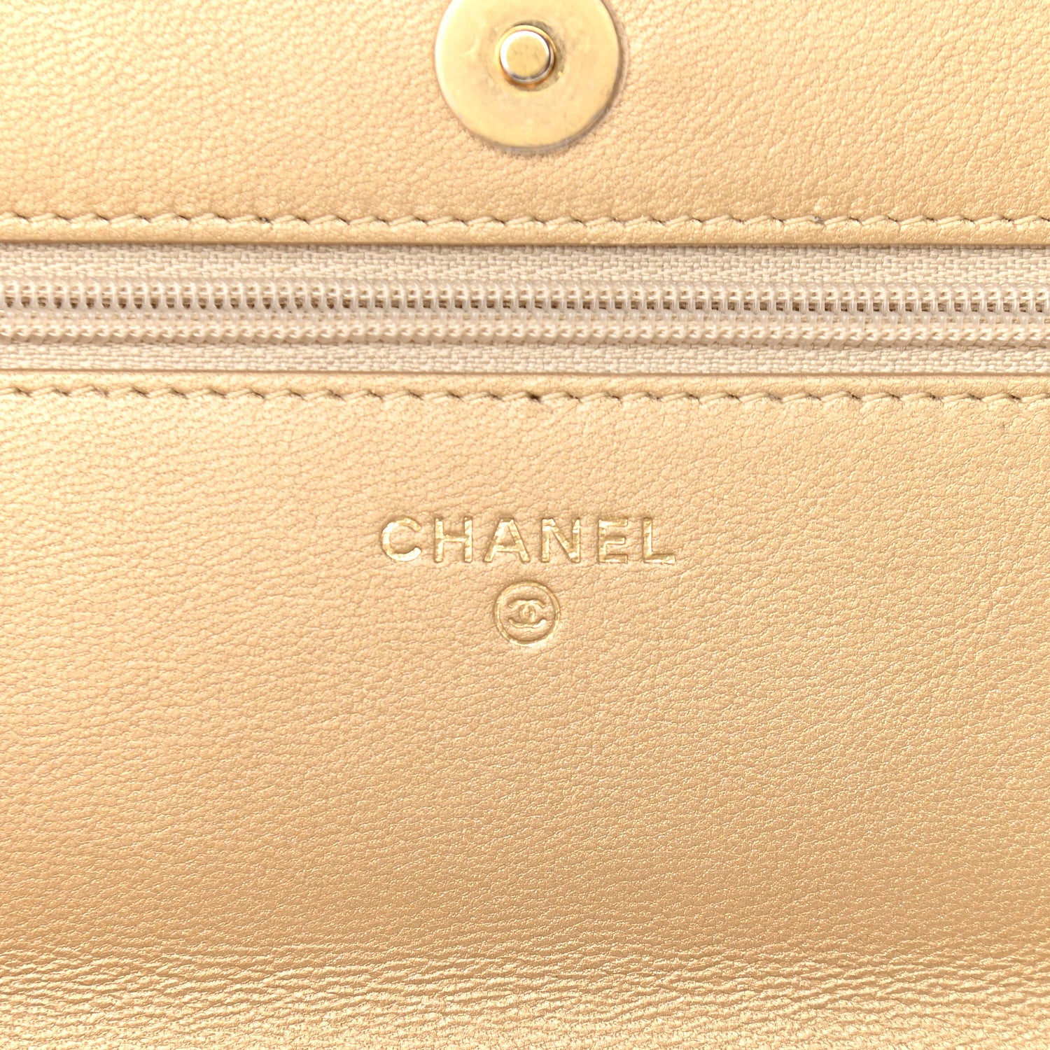 Chanel Metallic Goatskin Quilted Chanel 19 Wallet On Chain WOC Gold 6 of 10