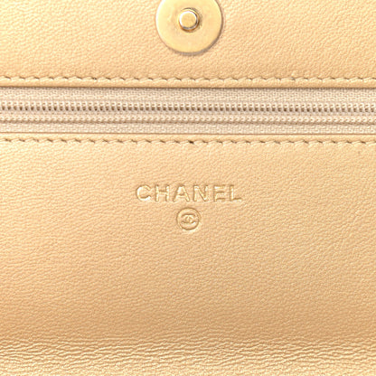Chanel Metallic Goatskin Quilted Chanel 19 Wallet On Chain WOC Gold 6 of 10