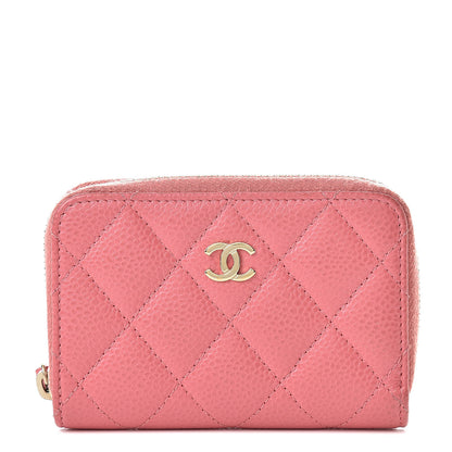 Chanel Caviar Quilted Zip Coin Purse Pink 1 of 9
