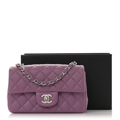 Chanel Lambskin Quilted Mini Rectangular Flap Purple 13 of 13