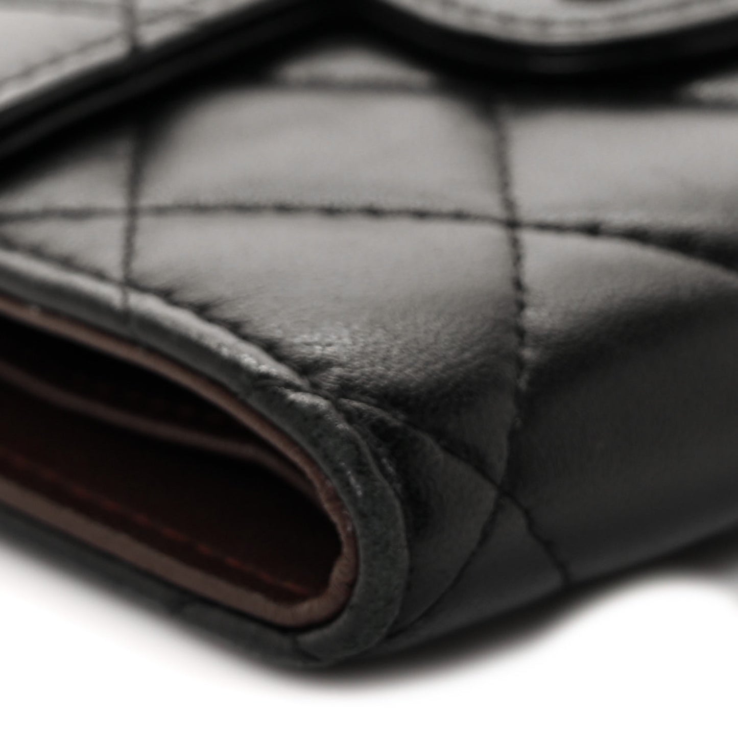 Lambskin Quilted Small Compact Wallet Black