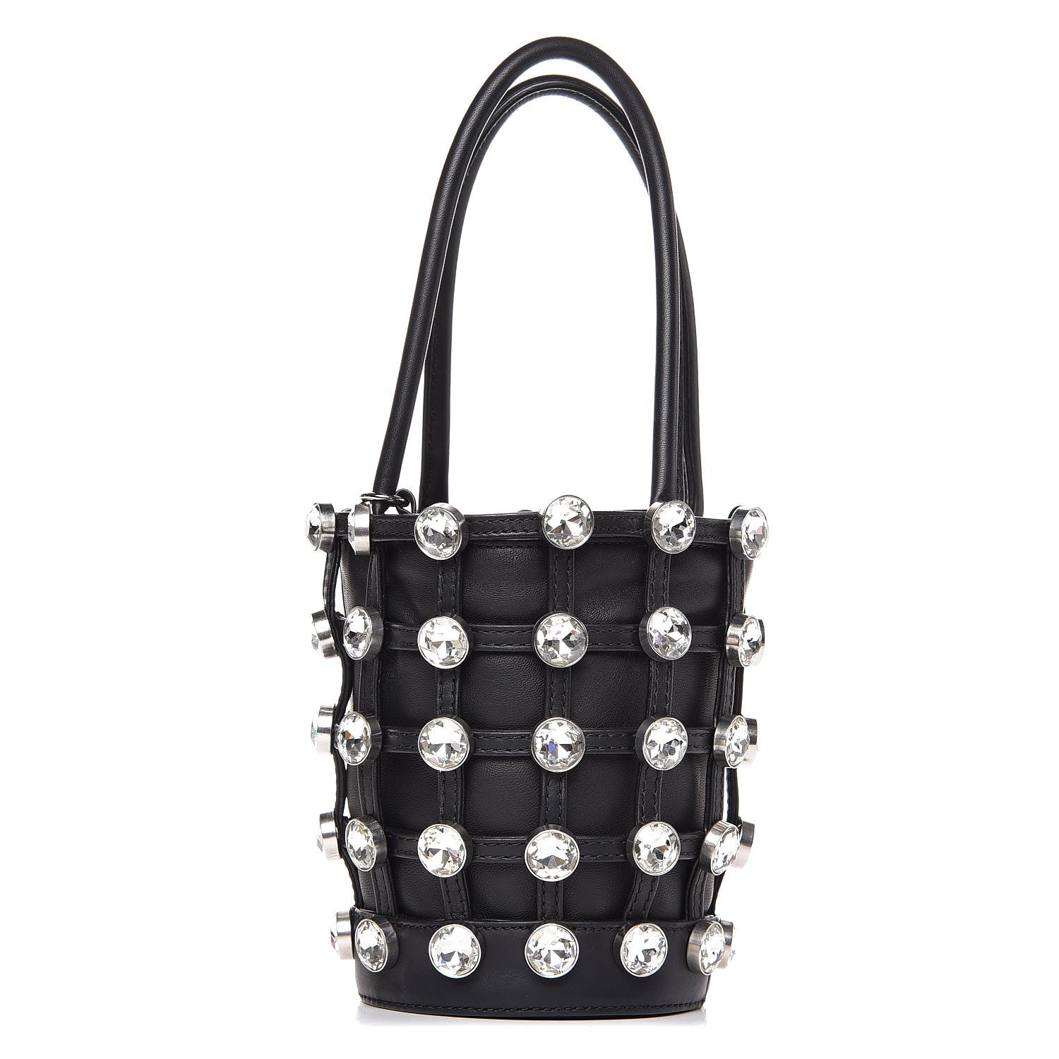 Alexander Wang Calfskin Crystal Embellished Roxy Mini Bucket Bag Black 1 of 7