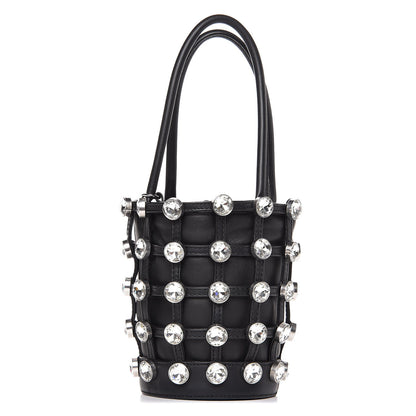 Alexander Wang Calfskin Crystal Embellished Roxy Mini Bucket Bag Black 1 of 7