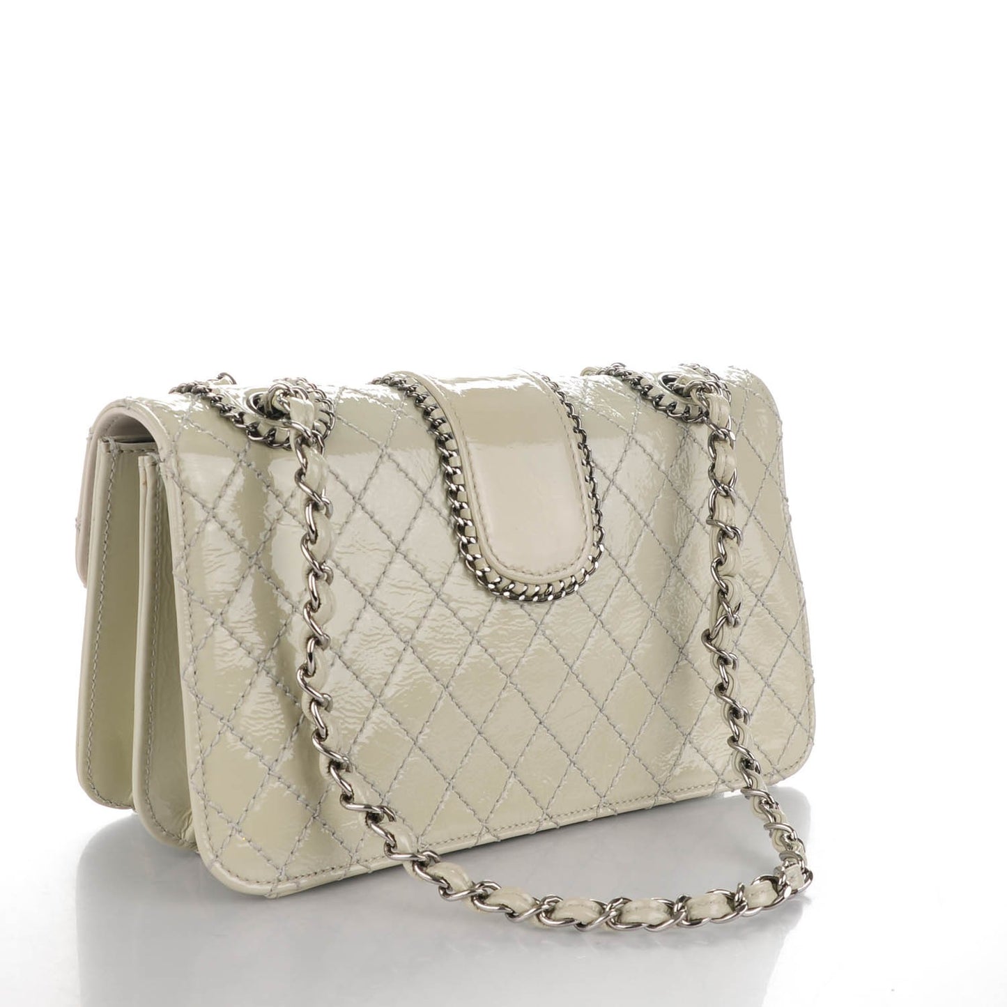 Patent Medium Madison Flap Light Grey