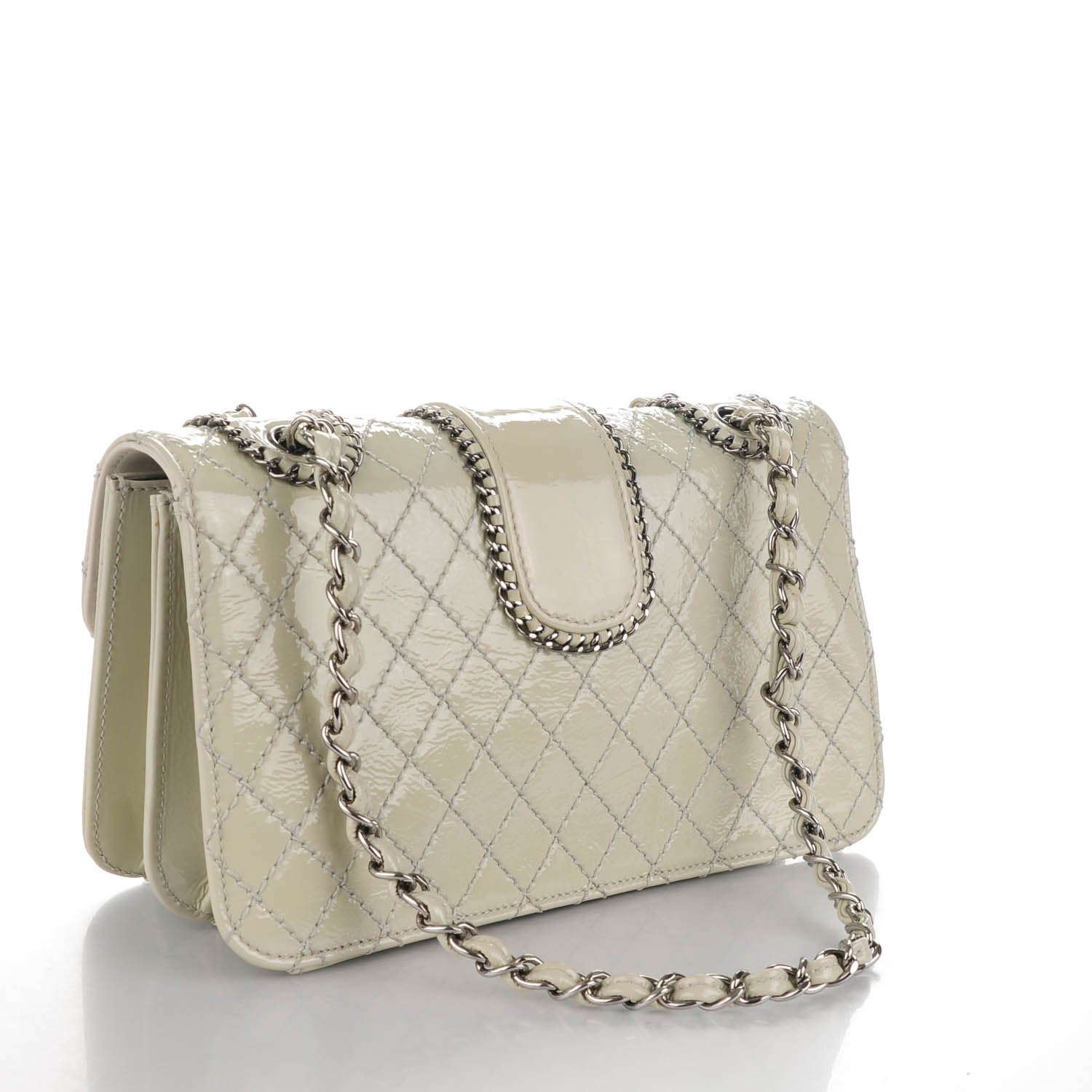 Chanel Patent Medium Madison Flap Light Grey 3 of 7