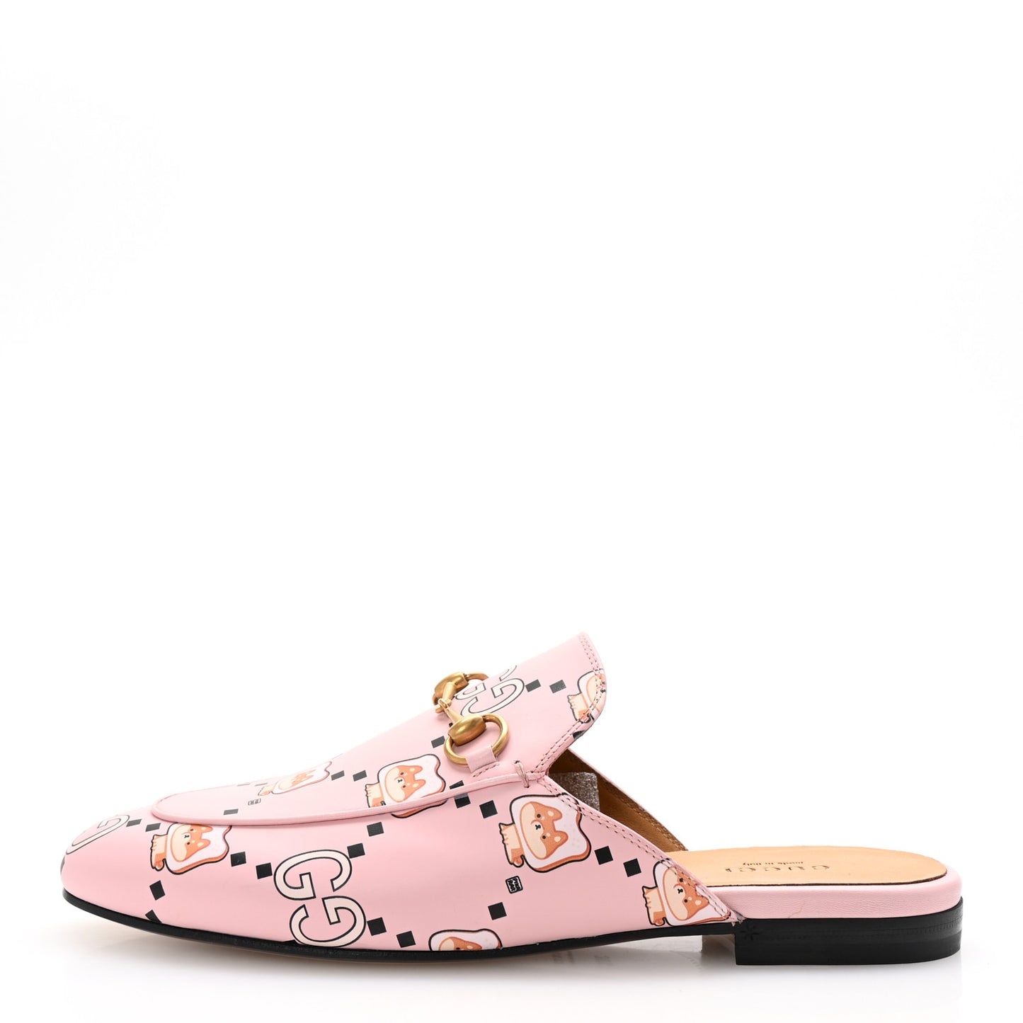 X PIKARAR Calfskin Monogram Print Womens Princetown Slippers 38.5 Pink Multicolor