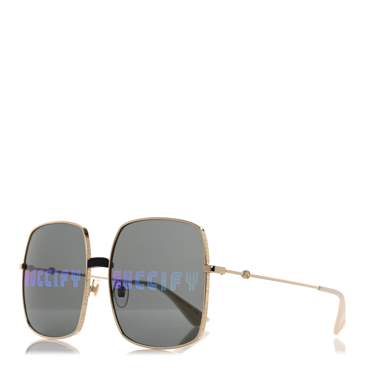 Metal Rectangular Guccify Frame Sunglasses GG0414S Gold