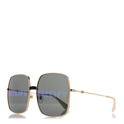 Gucci Metal Rectangular Guccify Frame Sunglasses GG0414S Gold 1 of 8