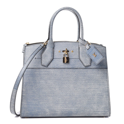 Louis Vuitton Epi City Steamer MM Blue Jean 1 of 9